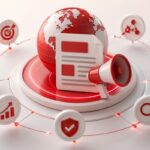 Right press release distribution platform global network concept