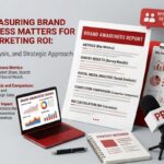 How to measure brand awareness: A visual guide displaying performance metrics, reports, and marketing ROI charts.