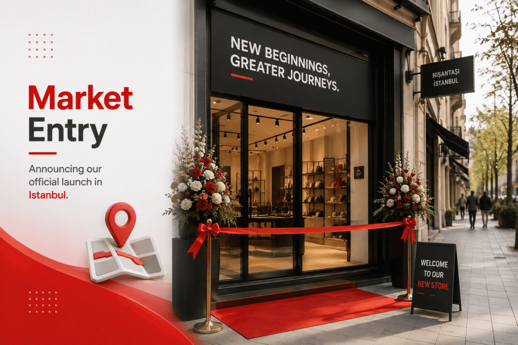 Store opening with red ribbon marking a brand's market entry in Turkey