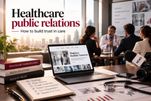 Healthcare public relations strategy featuring medical media relations, healthcare communication, expert interviews and patient trust.